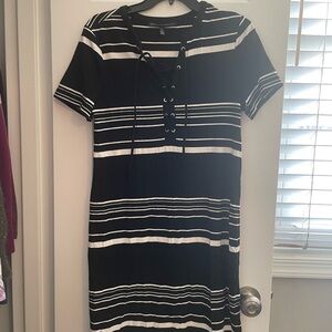 White House Black Market Black and White Striped Mini Dress